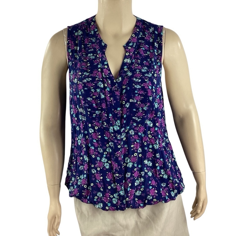 Torrid Navy Floral Button Front Sleeveless Blouse Size 2X